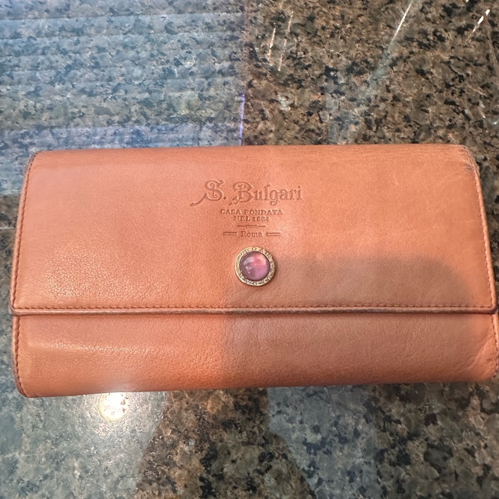 Bulgari Tan Leather Women's Wallet